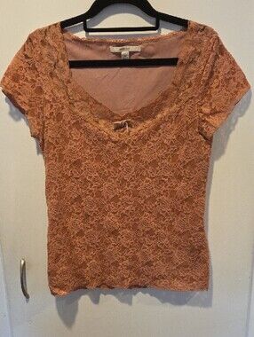 Lot of 2 Merona Floral Lace Blouses M